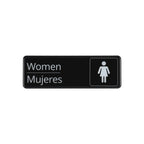 Thumbnail image #1 for CAC China SCS3-WO10 Women Compliance Sign, English/Spanish, 9" x 3", Black Plastic, Self-Adhesive Case of 144