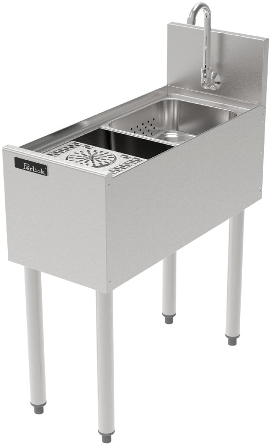 Product image #5 for Perlick Tobin Ellis Signature 12-Inch Freestanding Single-Bowl Underbar Utility Sink with Glass Rinser and 6-Inch Backsplash