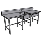 Thumbnail image #1 for Pacific Stainless Products PTS9630C8C20D 96"W x 30"D 16-Gauge 304 Stainless Steel Sink Work Table with Center Prep Sink, 8" Backsplash
