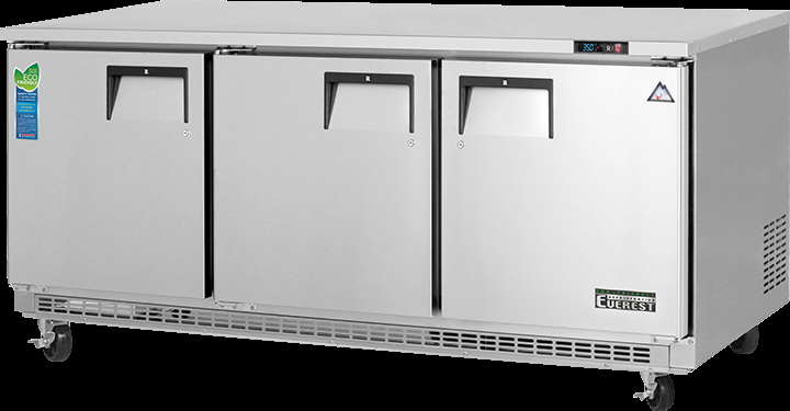 Product image #5 for Everest Refrigeration ETBR3 Three-Section Back-Mount Undercounter Worktop Refrigerator, 22 Cu. Ft., Solid Doors