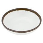 Thumbnail image #1 for G.E.T. Pottery Market B-300-CRM Round Melamine Soup/Salad/Pasta Bowl, 14 oz, 6-1/4" Diameter, Cream with Brown Trim 1 Dozen