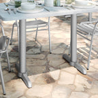 Thumbnail image #2 for Flash Furniture XU-T0522-SLV-GG Dining-Height T-Base Table Base, Cast Iron, Silver Powder-Coated, 3" Column, Pre-Welded Top Plate