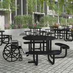 Thumbnail image #2 for Flash Furniture SLF-EMR-46ADA-BK-GG Outdoor Round Picnic Table, 46" Diameter, Expanded Metal Mesh, Black, Wheelchair Accessible