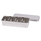 Thumbnail image #1 for Louis Tellier US N4410 Japanese Mini Bento Box with 4 Bins, 18/8 Stainless Steel, 11"W x 2.3"H
