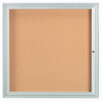 Thumbnail image #1 for AARCO Products DCC3636R Enclosed Aluminum Bulletin Board, 36"W x 36"H, Single Swing Door, Cork Back Panel, Indoor Wall-Mounted