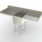 Thumbnail image #1 for AERO Manufacturing MF1-2424-30LR 1-Compartment Stainless Steel Sink, 24" x 24" x 14" Bowl, 30" Left/Right Drainboards, 87"W