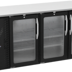 Thumbnail image #1 for Victory Refrigeration VBBN72HC-G-B Three-Section Back Bar Refrigerator, 72-Inch, 3 Solid Self-Closing Doors, Stainless Steel Top