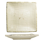 Thumbnail image #1 for International Tableware Savannah SV-6-KH Square Stoneware Plate, 6-1/4", Embossed, Speckled, Rolled Edge, Khaki 1 Dozen