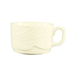 Thumbnail image #1 for CAC China Garden State GAD-38 12 oz Porcelain Coffee Cup, Stackable, Embossed, Bone White Case of 3 Dozen