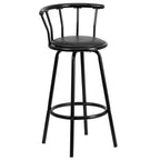 Thumbnail image #1 for Flash Furniture YB-Y-J909-KD-GG Swivel Bar Stool, Crown Back, Black Vinyl Upholstered Seat, Metal Frame