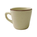 Thumbnail image #1 for International Tableware Granada GR-1 Tall 7 oz Ceramic Coffee Cup with Handle, American White with Brown Speckle Case of 3 Dozen