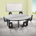 Thumbnail image #2 for Flash Furniture Emmy XU-GRP-12CH-A48-HCIRC-GY-T-P-GG Round Activity Table and 6 Stack Chairs, 48", Adjustable Height, Gray/Black