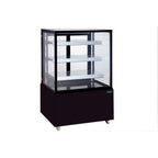 Thumbnail image #1 for Omcan 48472 Refrigerated Square Glass Floor Display Case, 36"W, 3 Adjustable Glass Shelves, Black Exterior