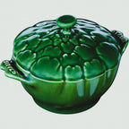 Thumbnail image #1 for Zwilling J.A. Henckels Staub Ceramique 1003214 0.5 qt Artichoke Cocotte, Round Enameled Cast Iron, Self-Basting Lid, Basil