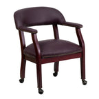 Thumbnail image #1 for Flash Furniture B-Z100-LF19-LEA-GG Burgundy Top-Grain Italian Leather Conference Chair with Upholstered Arms and Casters