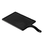 Thumbnail image #1 for CAC China MLSL-RT14-MK Rectangular Melamine Serving Tray with Handles, Faux Slate Matte Black, 14-3/8" x 7-1/8" x 7/8" 1 Dozen