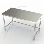 Thumbnail image #1 for AERO Manufacturing 4TSX-3072 Stainless Steel Work Table, 72"W x 30"D x 35"H, 16 Gauge, Open Base with Side & Rear Crossrails