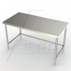 Thumbnail image #1 for AERO Manufacturing 4TSX-3060 Stainless Steel Work Table, 60 x 30 x 35 in, 16-Gauge 430 Top, Open Base with Crossrails