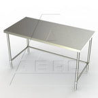 Thumbnail image #1 for AERO 2TSX-36144 Stainless Steel Work Table, 144"W x 36"D x 35"H, 14-Gauge 304 Top, Side & Rear Crossrails