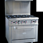 Thumbnail image #5 for Serv-Ware SGR-6B 36-Inch Natural Gas Commercial Range with Six Open Burners, Standard Oven, Back Riser, and High Shelf