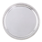 Thumbnail image #1 for Alegacy Foodservice Products 59040 Round Stainless Steel Cater Tray, 12", High-Rimmed, Gold Trim, Without Handles Case of 12