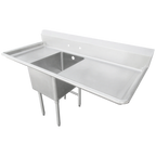 Thumbnail image #1 for IMC/Teddy SCS-14-2020-30RL 1-Compartment Stainless Steel Scullery Sink, 83"W x 24"D x 44"H, 20" x 20" x 14" Bowl, Left & Right Drainboards