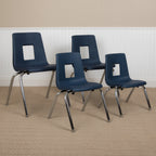 Thumbnail image #2 for Flash Furniture ADV-SSC-12NAVY Stackable School Chair, 12" Seat Height, Navy Polypropylene Seat, Chrome-Plated Steel Frame