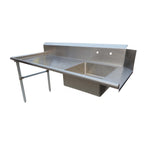 Thumbnail image #2 for NBR Equipment SDT-26L Straight Soiled Dish Table, Left-to-Right, 26"W x 30-3/8"D, 16" Pre-Rinse Sink, 10"H Splash, 18-Gauge 300 Series Stainless