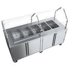 Thumbnail image #1 for BK Resources FBS-P-H-5 Portable Hot Food Buffet Station, 3-Well, 84"W x 36"D x 59-3/16"H, Dual-Sided Sneeze Guard, Locking Storage
