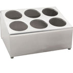 Thumbnail image #1 for AllPoints Foodservice Parts & Supplies 1371562 Stainless Steel Flatware Holder, 6-Cylinder Compartment, 11-5/8"L x 14-7/8"W x 8-1/4"D