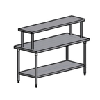 Thumbnail image #1 for Pacific Stainless Products Spec Line WTS4830S18IS 304 Stainless Steel Work Table with Overshelf, 48"W x 30"D, Flat Top