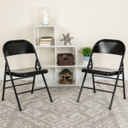 Thumbnail image #2 for Flash Furniture Hercules HF3-MC-309AS-BK-GG Folding Chair, Black Metal Seat and Back, Steel Frame, 300 lb Capacity