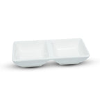 Thumbnail image #1 for Korin Inc Moderne SDS-J28201 Rectangular 2-Compartment Porcelain Sauce Dish, 4 oz., White