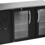 Thumbnail image #1 for Victory Refrigeration VBBN58HC-G-B Two-Section Back Bar Refrigerator, 58 in W, 2 Glass Swing Doors, Black, Stainless Steel Top