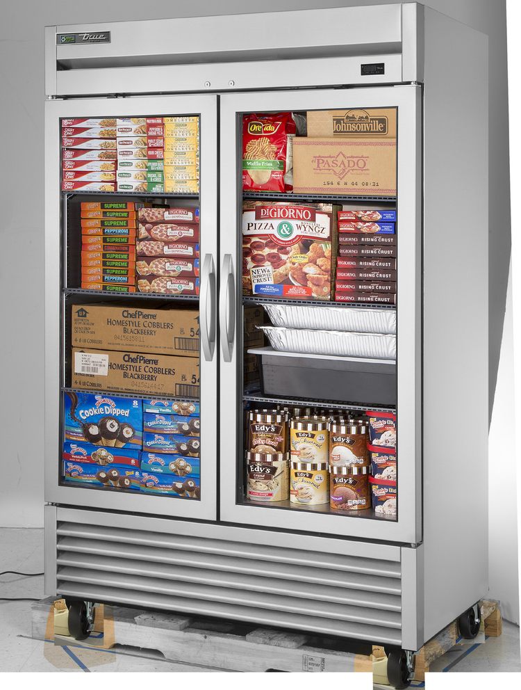 Product image #5 for True Two-Section Reach-In Display Freezer with Framed Glass Doors, Self-Contained Bottom Mount
