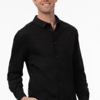 Thumbnail image #1 for Chef Works SES02-BLK-3XL Men's Black Chef Shirt, Long Sleeve, Snap Front, 3XL