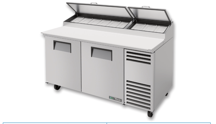 Product image #9 for True 67-Inch 2-Section Pizza Prep Table with 19-1/2-Inch White Polyethylene Cutting Board
