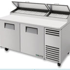 Thumbnail image #9 for True Mfg. - General Foodservice TPP-AT-67-HC 67-Inch 2-Section Pizza Prep Table with 19-1/2-Inch White Poly Cutting Board, 2 Doors