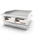 Thumbnail image #1 for Drago DRGM24 Commercial Gas Griddle, 24"W x 30"D, Grooved 1/2" Steel Plate, Manual Controls, Stainless Steel Exterior