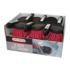 Thumbnail image #1 for Chef Master 90048 Pot Brush, 8" Plastic Handle, Nylon Bristles, Black & Red Case of 12