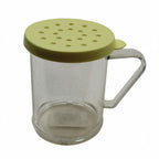 Thumbnail image #1 for TableCraft Products 166D Cheese Dredge/Shaker, 10 oz, Handle, Yellow Snap-Tight Plastic Lid Case of 12