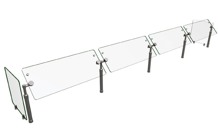 Product image #2 for Hatco Flav-R-Shield Adjustable 4-Bay Single-Sided Self-Service Food Shield, 144 Inch Wide