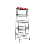 Thumbnail image #1 for G.E.T. Urban Renewal IR-951T-NOBAR-MG . . 5-Tier Rectangular Metal Buffet Stand, Flat Shelves, No Top Crossbar, Metal Gray, 56-7/8" H