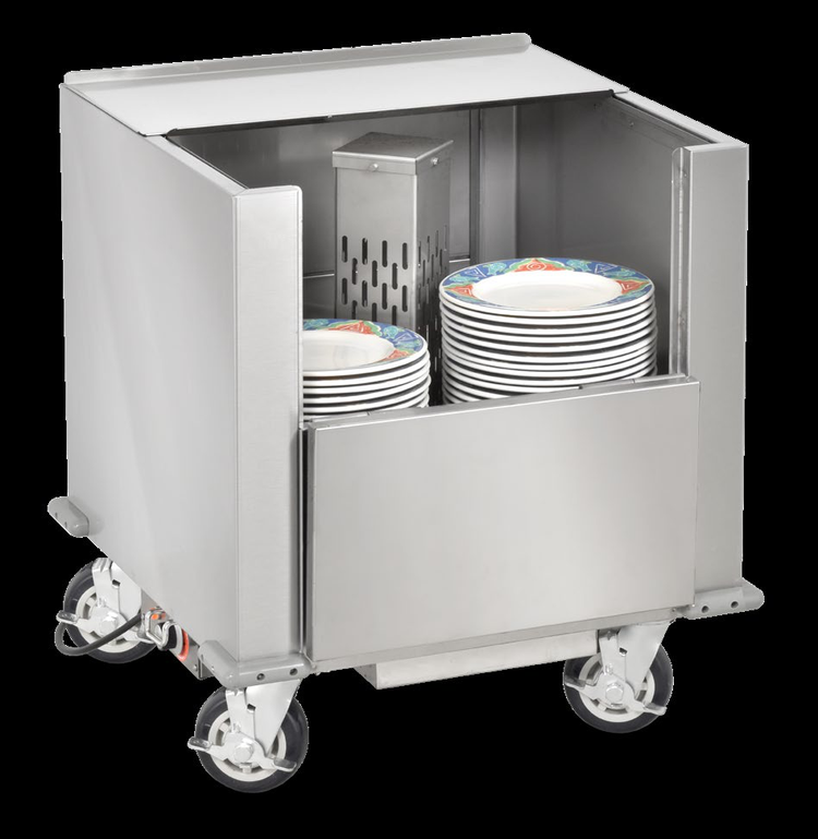 Product image #6 for FWE Heated Dish Storage Cart / Queen Mary Banquet Cart, 120-200 11-Inch Plate Capacity, Stainless Steel