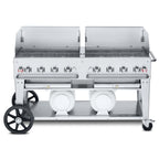 Thumbnail image #1 for Crown Verity Mobile Cooking CV-CCB-60WGP Mobile LP Gas Charbroiler, 8 Burners, Stainless Steel, 69"