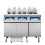 Thumbnail image #1 for Atosa AEFF-50-3B Triple Full-Vat Electric Fryer, 50 lb Each, Auto Lift, Programmable Controls, Built-In Filtration, Stainless Steel