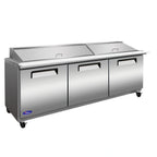 Thumbnail image #1 for Valpro Commercial Refrigeration VP Series VP72SM-HC Three-Door Stainless Steel Sandwich/Salad Mega Top Refrigerator, 72"W, 27-Pan