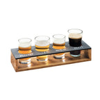 Thumbnail image #1 for Cal-Mil Madera 3480-99 Wood Beer & Wine Taster Caddy with 4 Glass Cutouts and Write-On Board, 13"W x 4"D x 2-1/2"H Case of 6