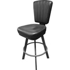 Thumbnail image #1 for Oak Street BM-10660 Commercial Bar Stool, 32" Seat Height, Black Vinyl Upholstery, Fan Back, Swivel Steel Frame