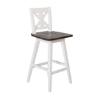 Thumbnail image #1 for Flash Furniture ES-G1-24-WH-GG Swivel Counter-Height Bar Stool, Solid Wood, Antique White Wash, Cross Back
